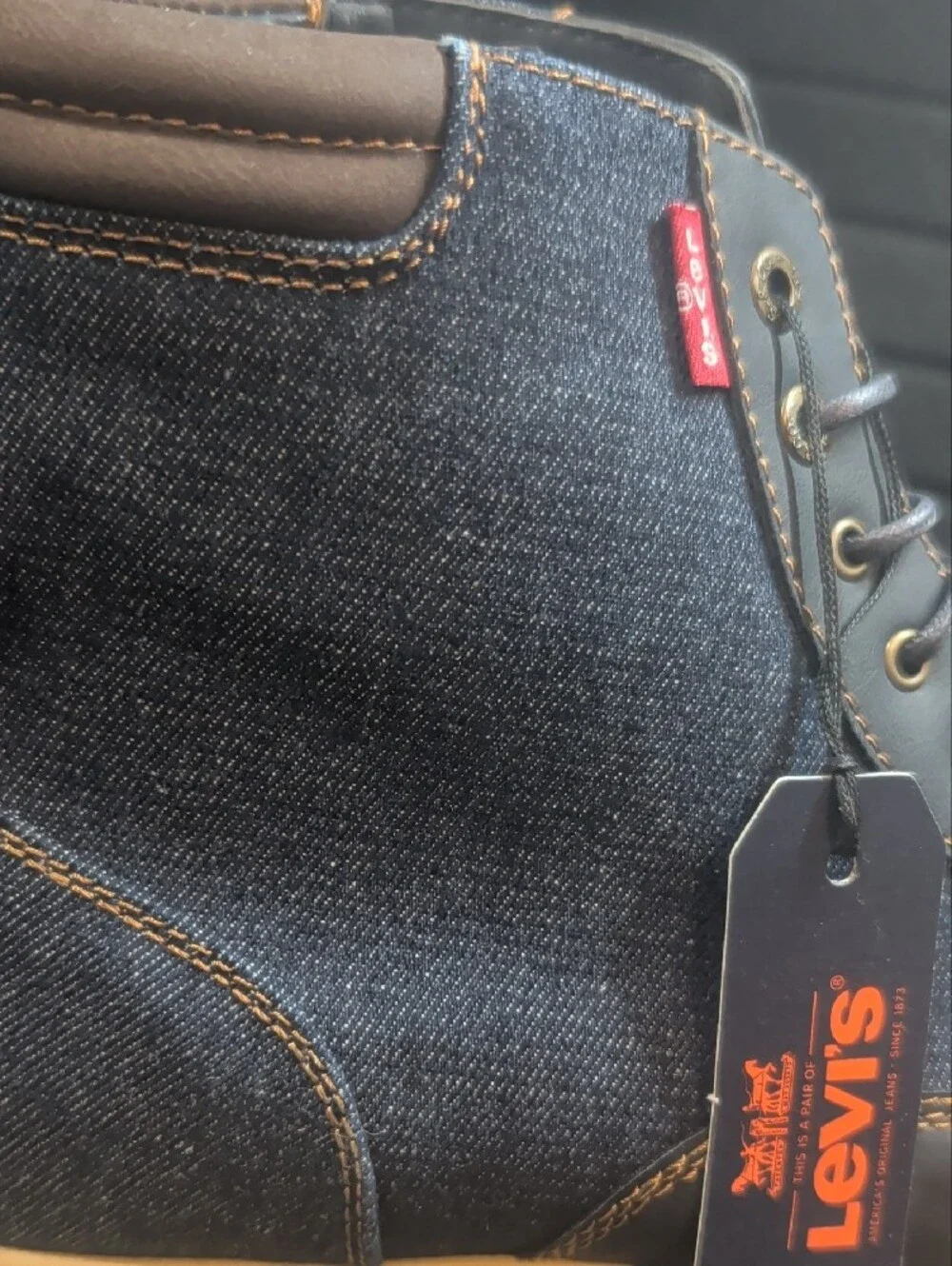 Levi's Gray Leather and Denim Chukka Boots with Tan Sole